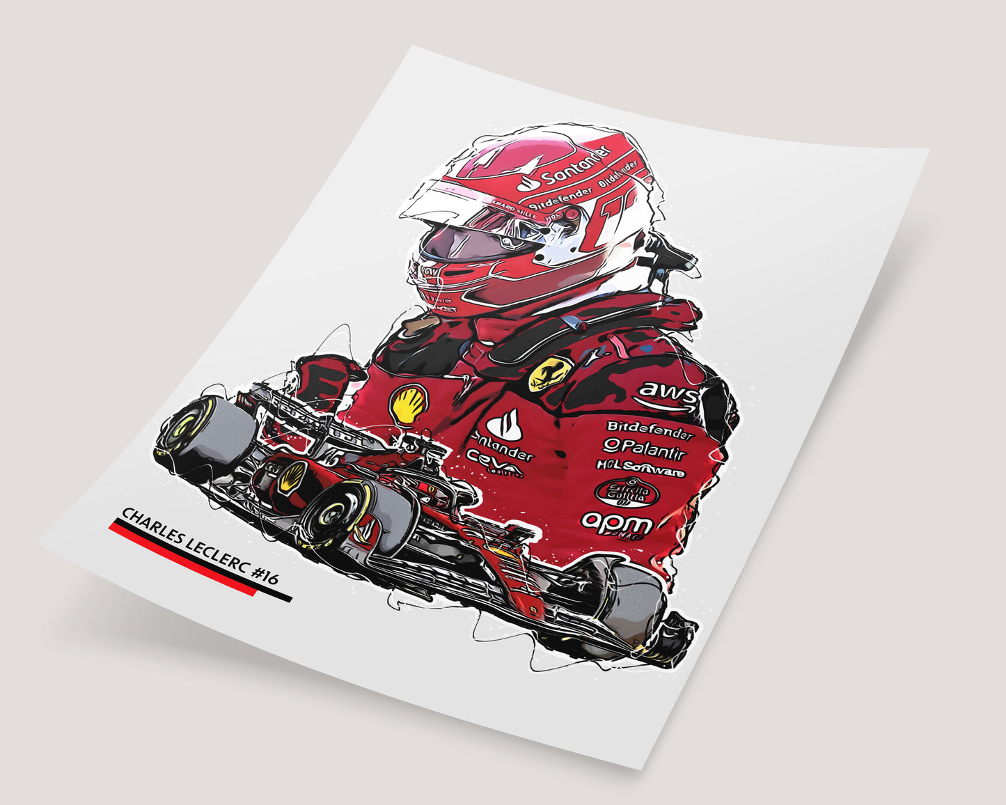Charles Leclerc F1 Print - Number 16