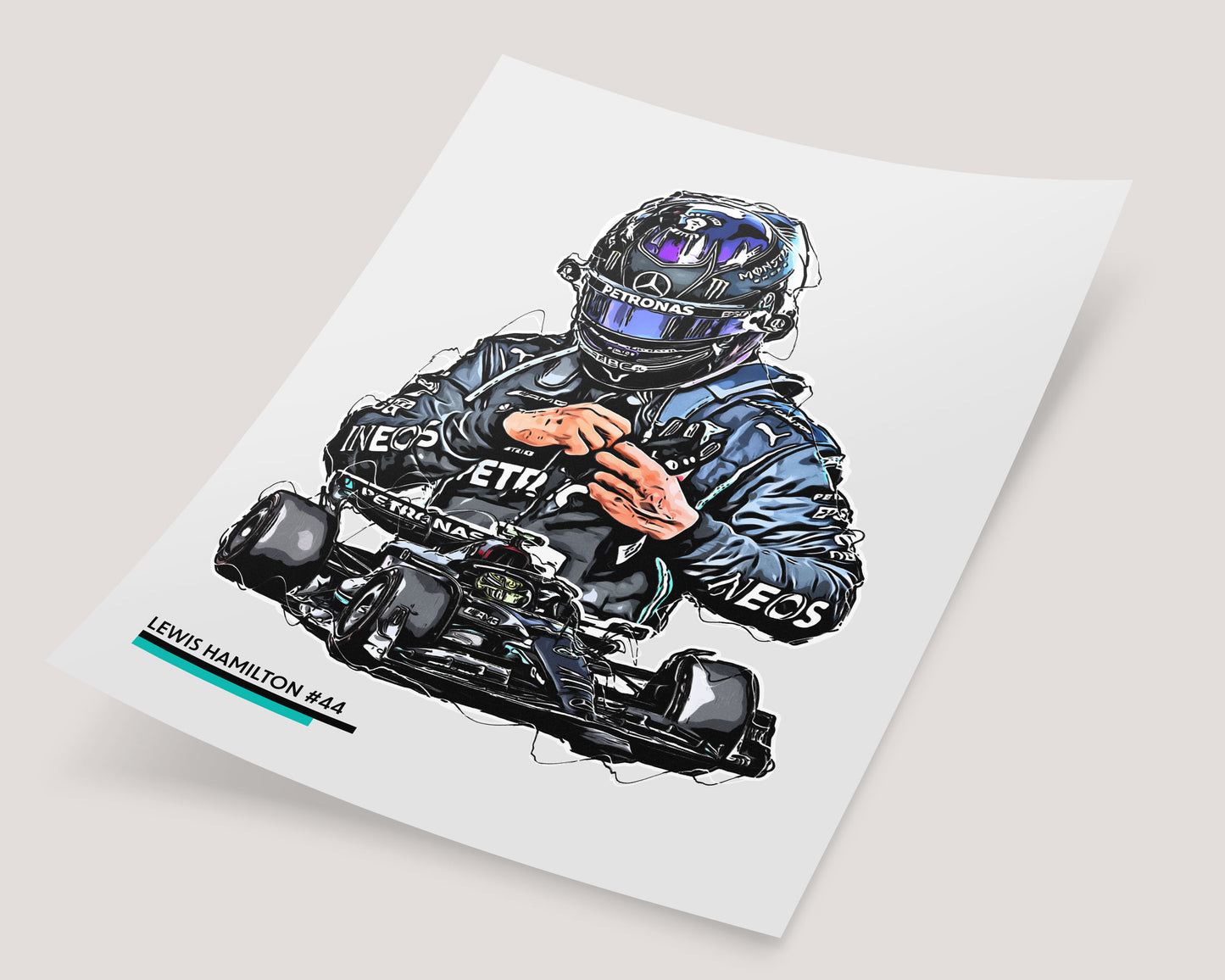 Lewis Hamilton F1 Print - Number 44