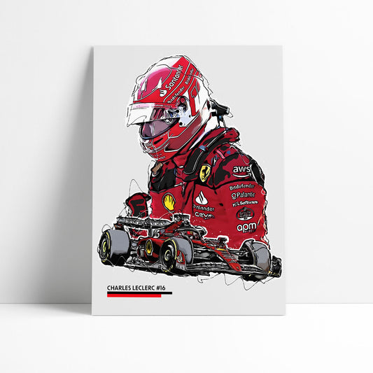 Charles Leclerc F1 Print - Number 16