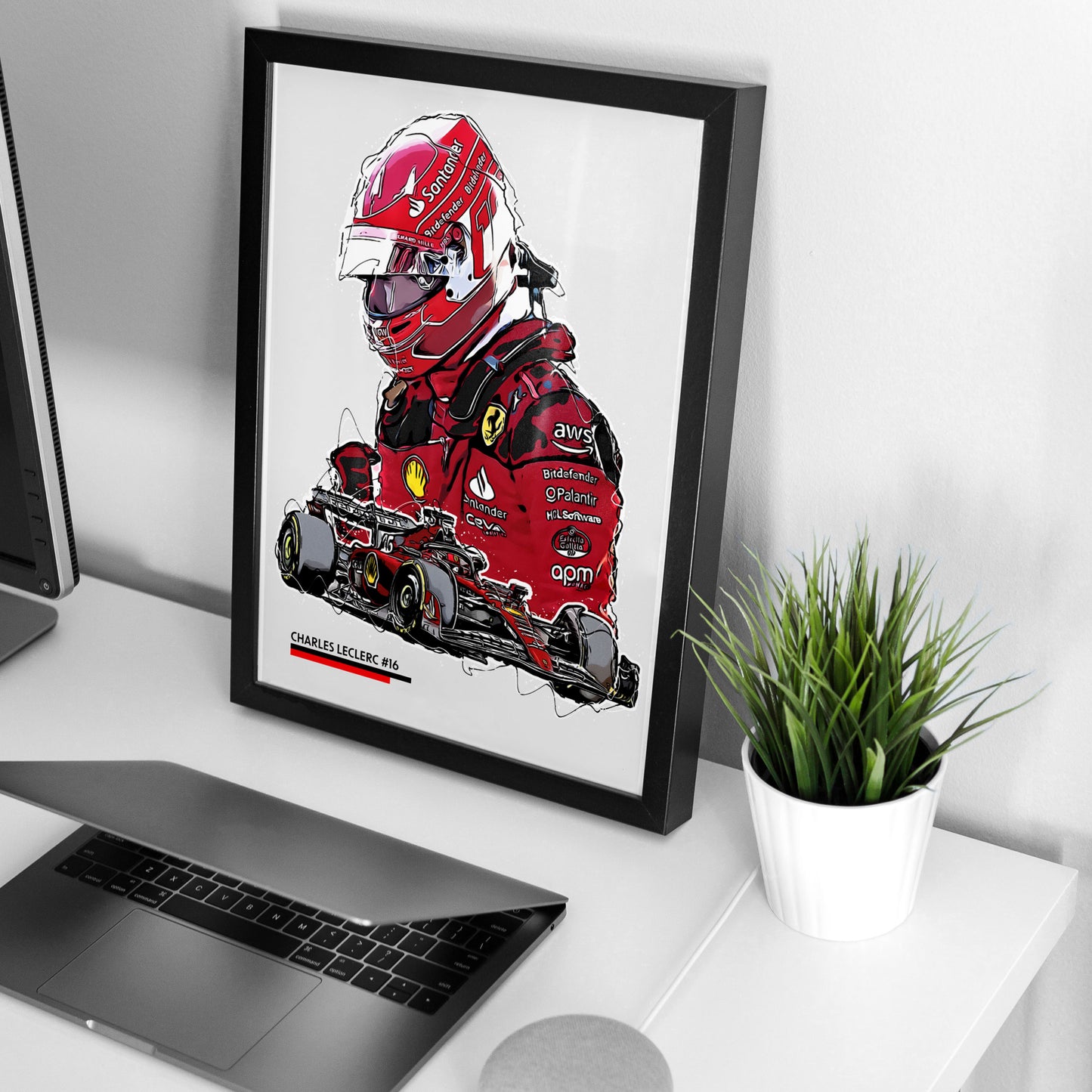 Charles Leclerc F1 Print - Number 16