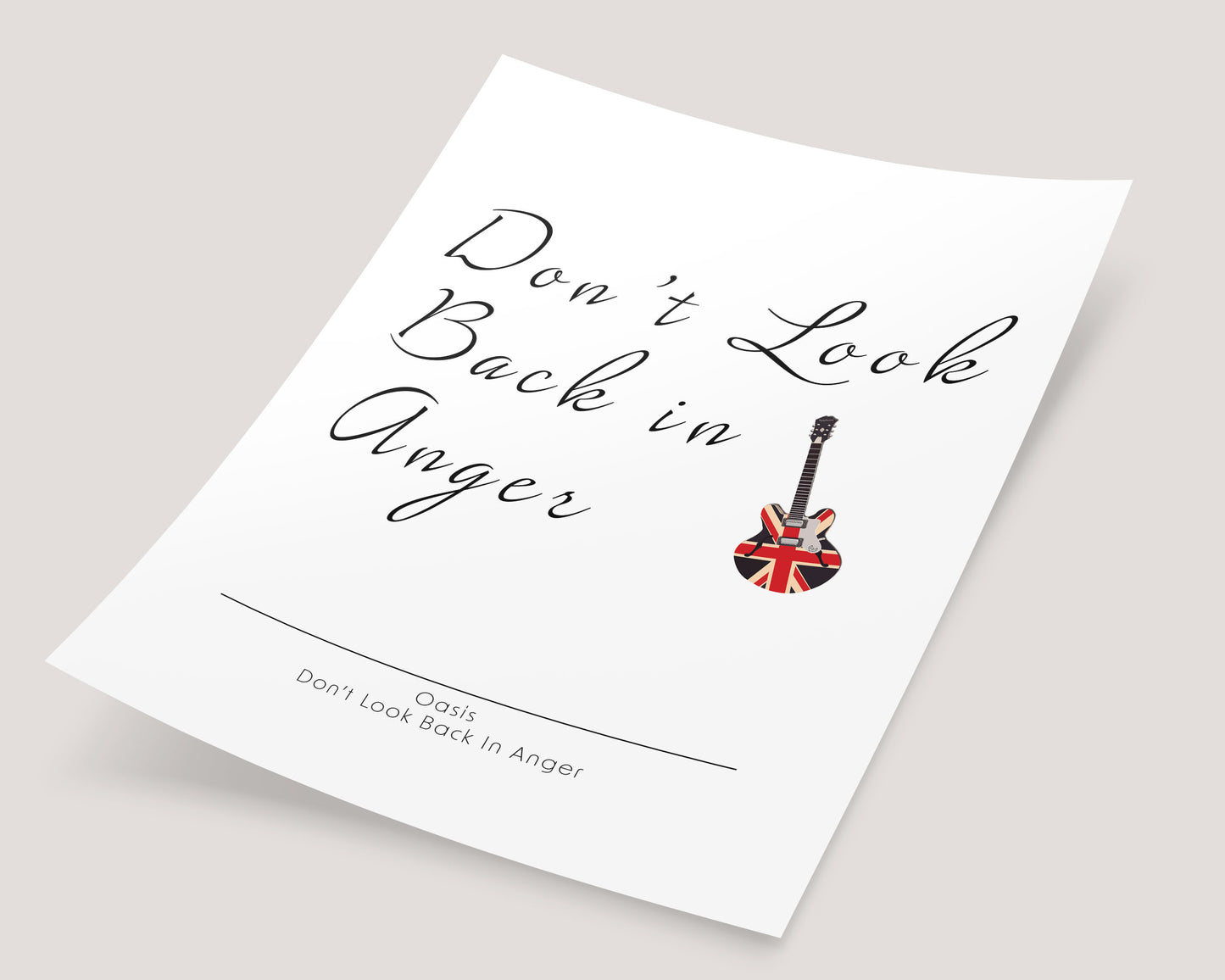 Oasis - Don't Look Back in Anger with guitar Print